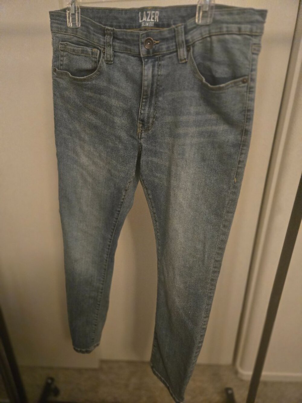 LAZER Mens Stretch Slim Fit Jeans - Light Blue, 34 x 30